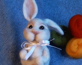 Needle Felted Natural Wool Toy LITTLE RABBIT, Handmade. Made to order
