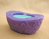 Gum Drops - Beewax/palmwax Candles - Medium Chantilly Design Natural Wax Candle (Dk Lavender/Teal Color)