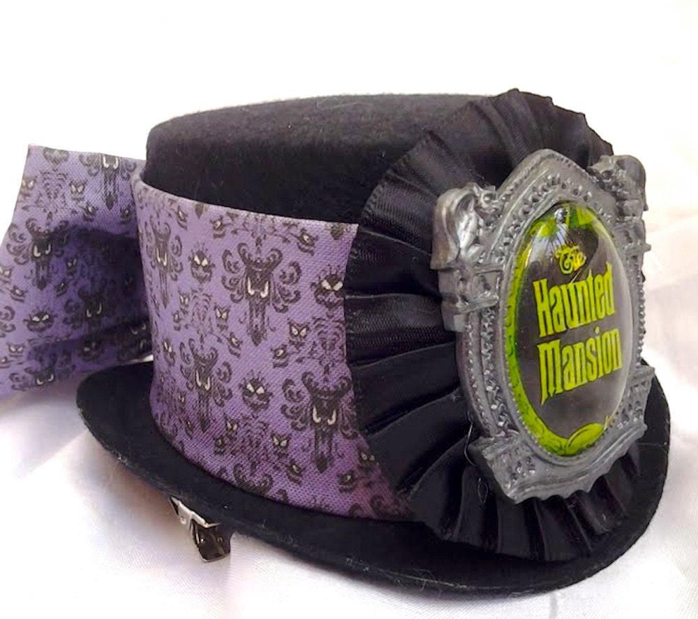 Spooky Haunted Mansion Mini Top Hat In Purple And Black