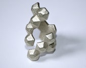 Populate - Solid sterling silver modern geometric 3D printed ring