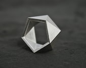 GEO - Sterling Silver faceted modern geometric 3D printed ring