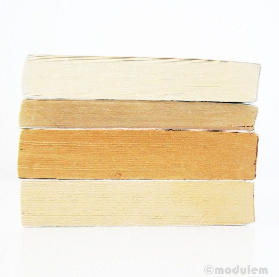 Miel et avoine / Honey and Oatmeal - Fine Art Print, photo vintage books, book pile, stack, white, beige, brown, orange, faded, modern, 8x8