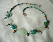 Beach Glass Necklace - Sand and Waves on the Shore Necklace and Earrings Set