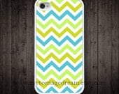 chevron iPhone 4 Case, iphone 4s case, sky blue & yellow chevron iPhone white Hard Case for iphone 4 4s