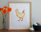 Chicken Letterpress Art Print