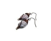 Master Stone - FREE SHIPPING Wire Wrapped Earrings Purple Lavender Agate Gemstone Mineral Healing Energy Stone Copper Dangle Unique Gift