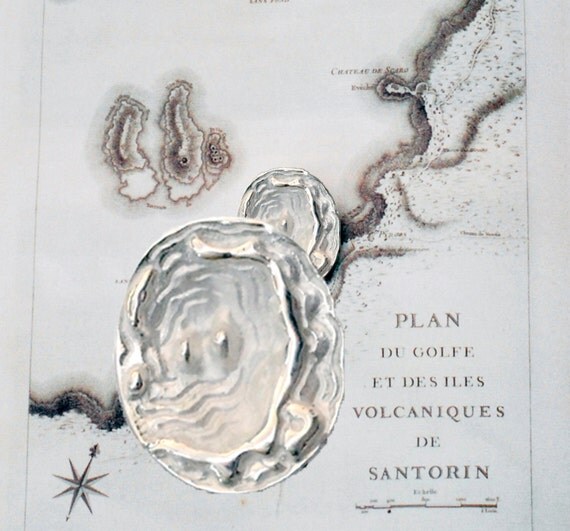 Santorini Map Unisex Sterling Silver Necklace