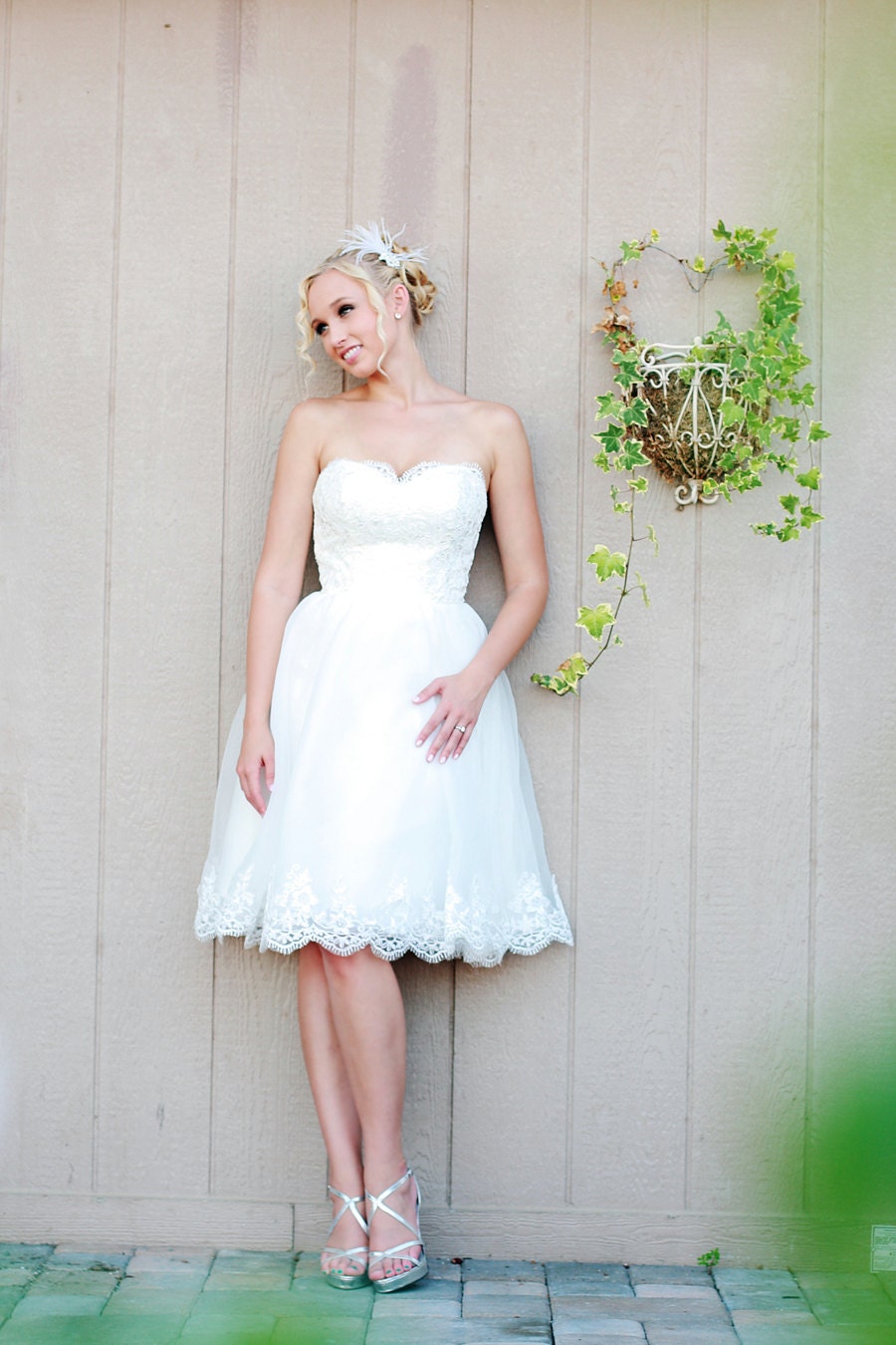 Camille - Short Wedding Dress, Organza an Lace , Reception Dress