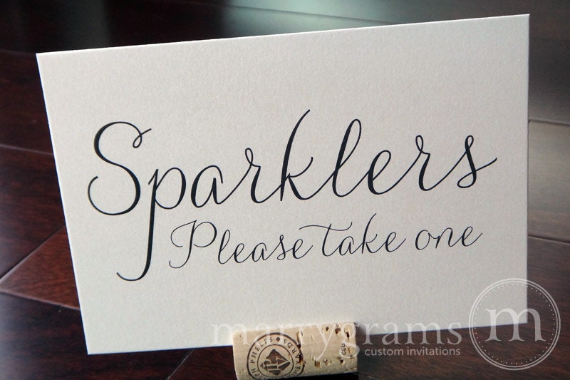 Sparklers Sign Table Card - Sparkler Send-off Wedding Reception Signage - Favor Table Sign - Matching Numbers Available SS01