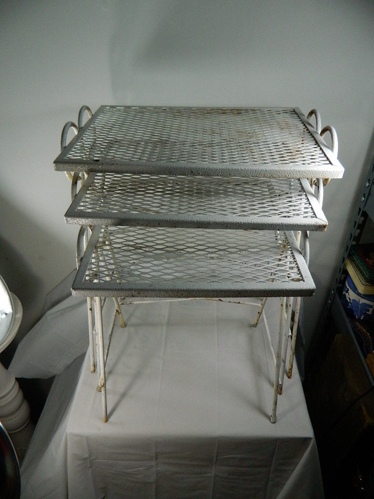 Vintage Wrought Iron Nesting Tables Mid Century Tables On Sale