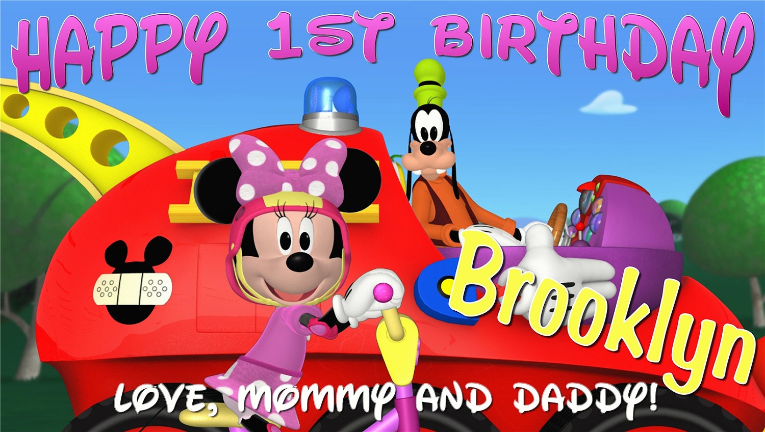 Minnie Mouse Personalized Custom Birthday Banner Party Decoration