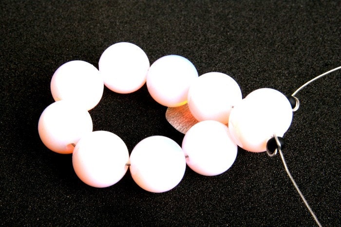 round glass beads opal palest moonglow pink 10mm czech