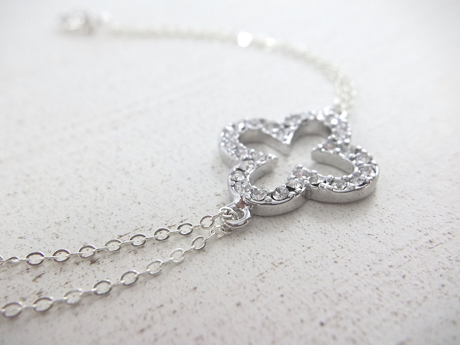 Silver Quatrefoil Clover Bracelet - Quatrefoil Pendant Jewelry