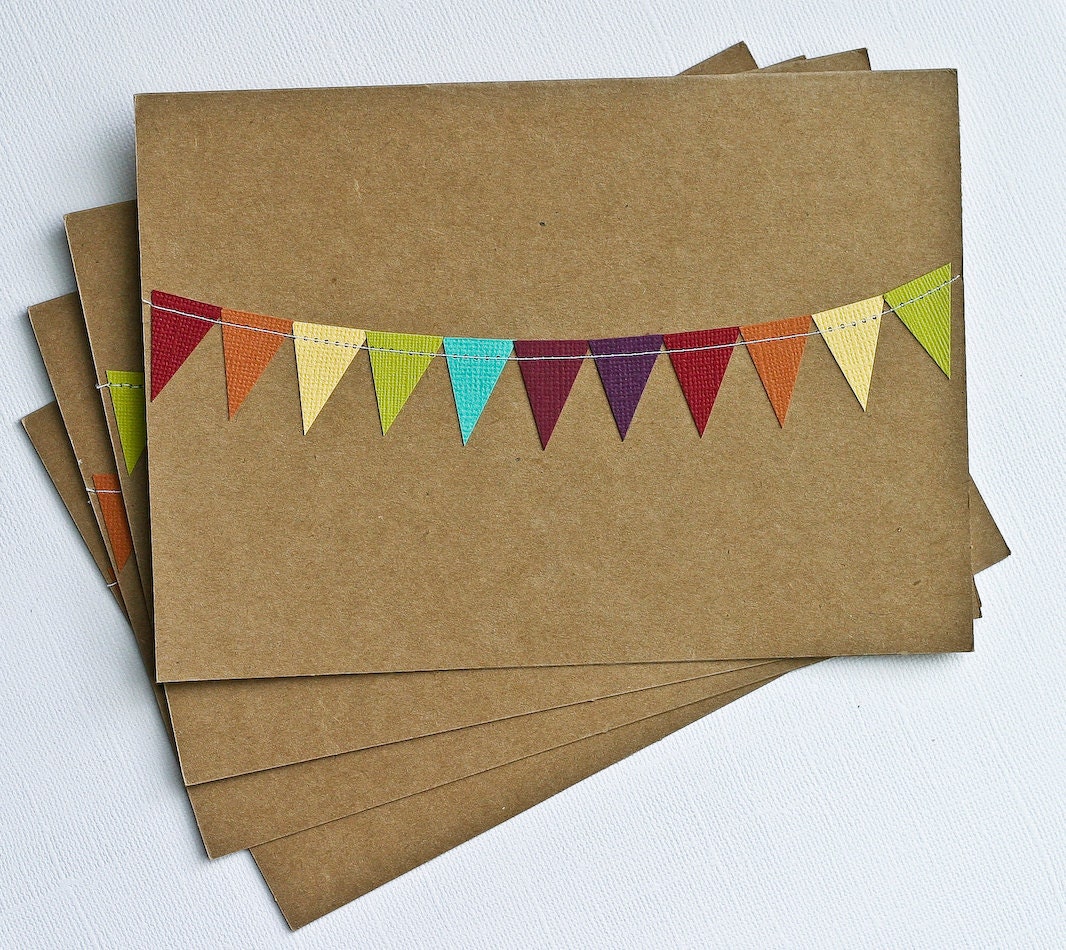 Thank You Cards Stationery 5x7 Bunting Flag Rainbow