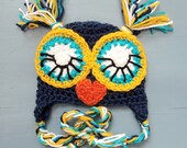 Crochet Baby Owl Beanie Hat SIZES NEWBORN-12 MONTHS