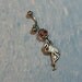 Flamingo with pink crystal belly ring - T109