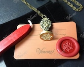 Vintage Copper Wax Seal Stamper Necklace Jewelry with Wax Set - Snowflake  (plus "FREE GIFT")