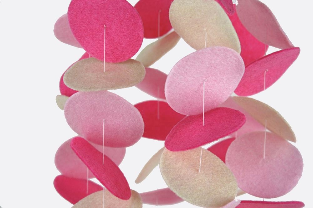 Circle Mobile - Pink Cream Circles - Modern Kids Mobile - Baby Crib Mobile - Baby Pink, Bright Pink and Ivory
