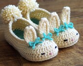 Toddler Bunny Slippers- The Classic Year-Round Bunny Slipper Crochet Pattern - Childrens shoe Sizes 4 - 9 - Number 214 Instant Download