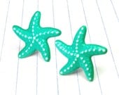 turquoise starfish studs - turquoise earrings - turquoise jewelry - turquoise studs - starfish earrings - starfish studs - starfish jewelry