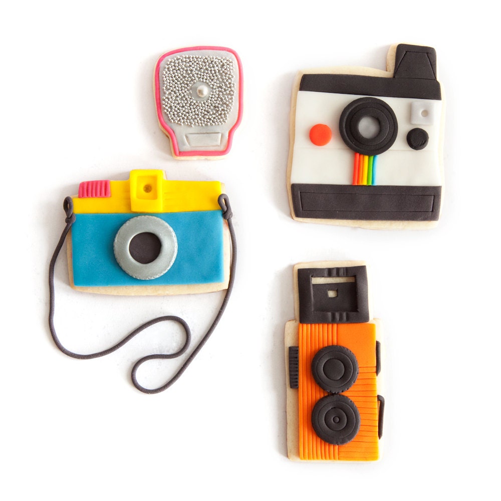plastic camera cookie set (3 camera cookies plus 1 flash)