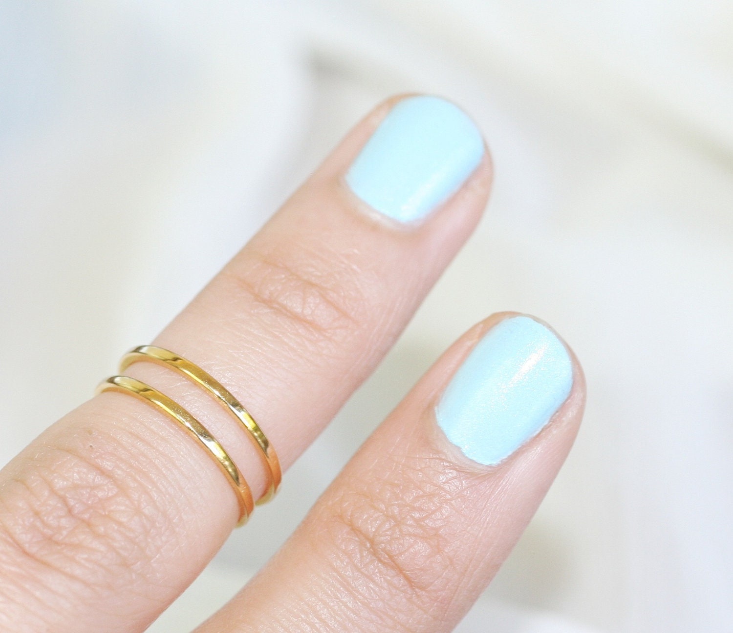 Set of 2 GOLD PLATED - Smooth Texture-925 Sterling Silver Rings Sizes 4 & 4