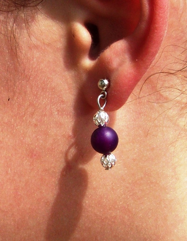 Banded Agate Amethyst Earrings