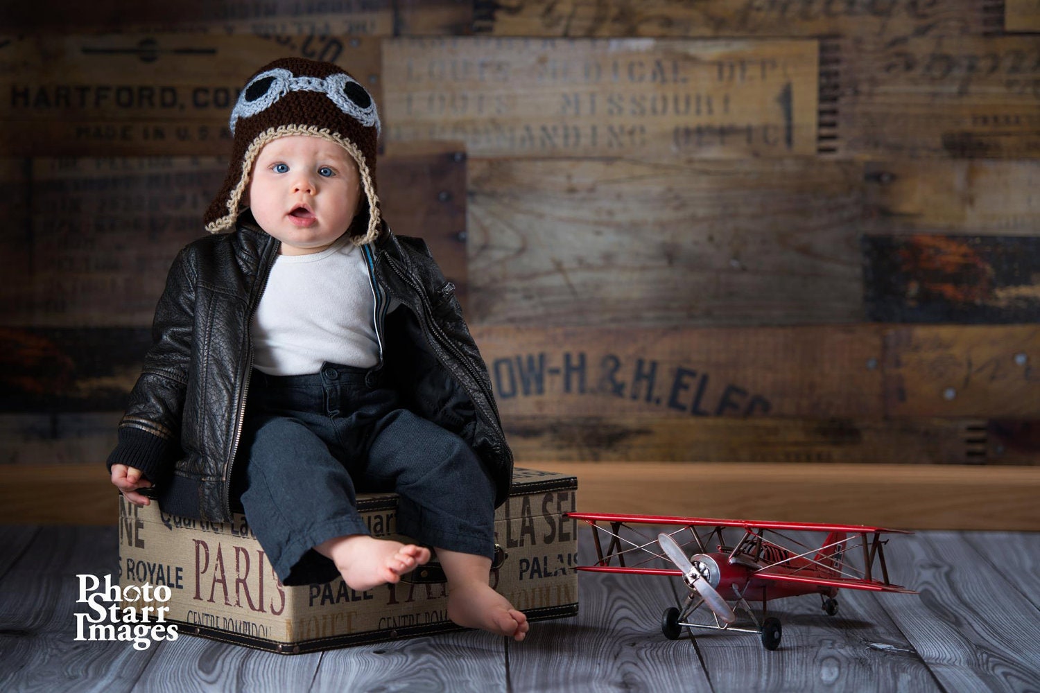 Crochet aviator hat- made to order- photography prop- newborn- adult