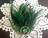 Steampunk Green Feather Clip