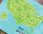 USA Map Mounted on Foam Board, US State Travel,16X20 Inches, World Travel, Bicycle Tour, American State travel