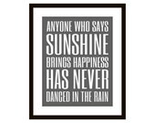 Dance In the Rain Subway Art Print 11 X 14, Dark Grey
