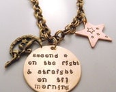 Hand Stamped Peter Pan and Fairy Necklace