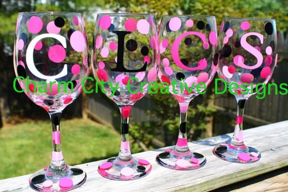 Personalized Wine Glass Wedding Gift Bridal Party Birthday Holiday Bachlorette