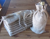 4 Burlap Natural Color Wine Bags
