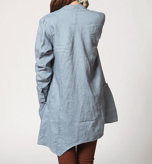 Linen Irregular single breasted long shirt