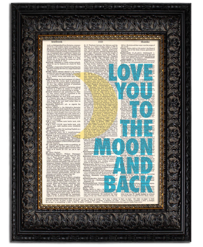 LOVE YOU to the MOON and Back - in blue - Vintage Dictionary Art Print Altered Book Print on Vintage Dictionary Page 8x10