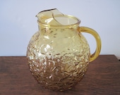 Anchor Hocking Milano Lido Pitcher, Amber Pitcher, Vintage Milano Lido Pitcher