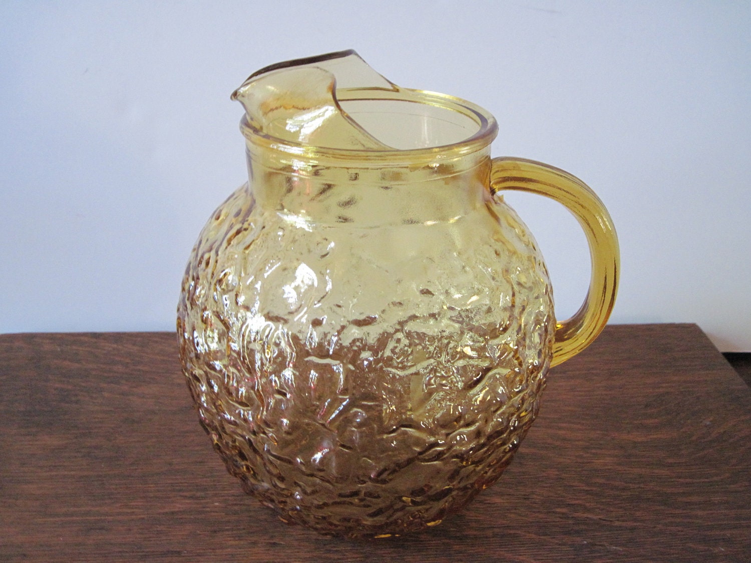 Anchor Hocking Milano Lido Pitcher, Amber Pitcher, Vintage Milano Lido Pitcher