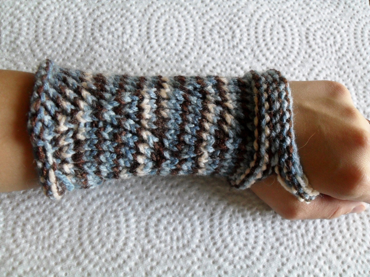 Knitted dragon scale wrist warmers size small