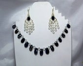 Iolite and quartz cryatal necklace and earring set.