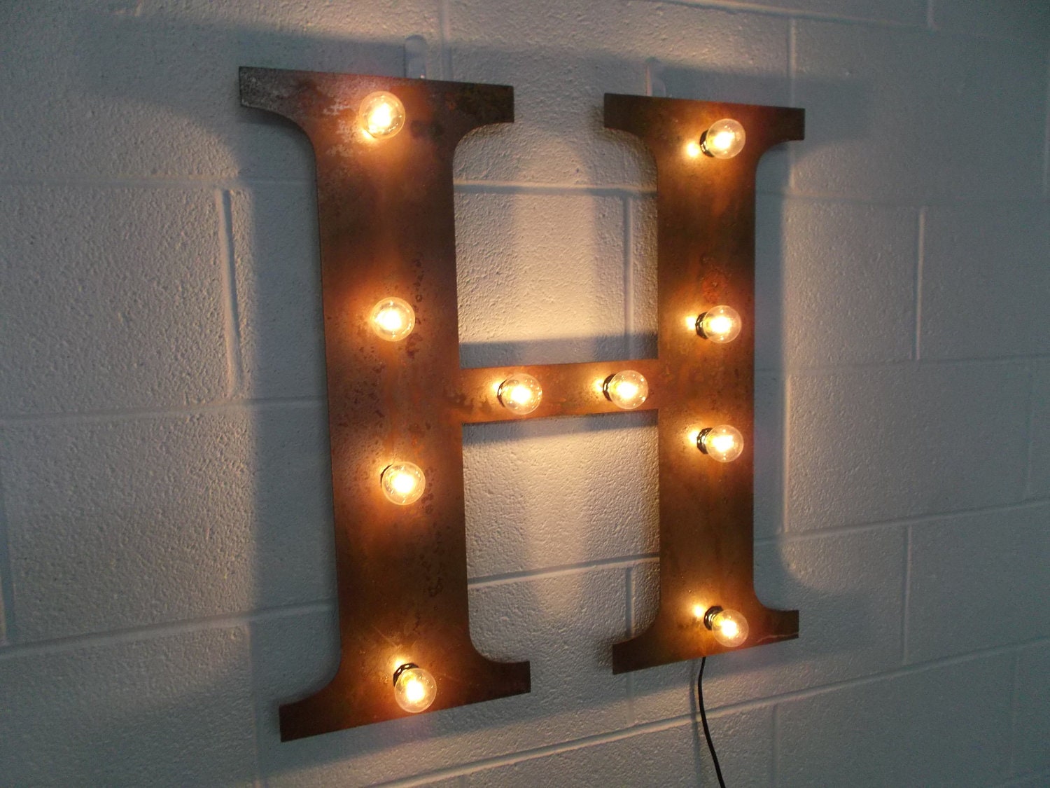 Industrial letter wall hanging Metal Letter light fixture 18 inch tall