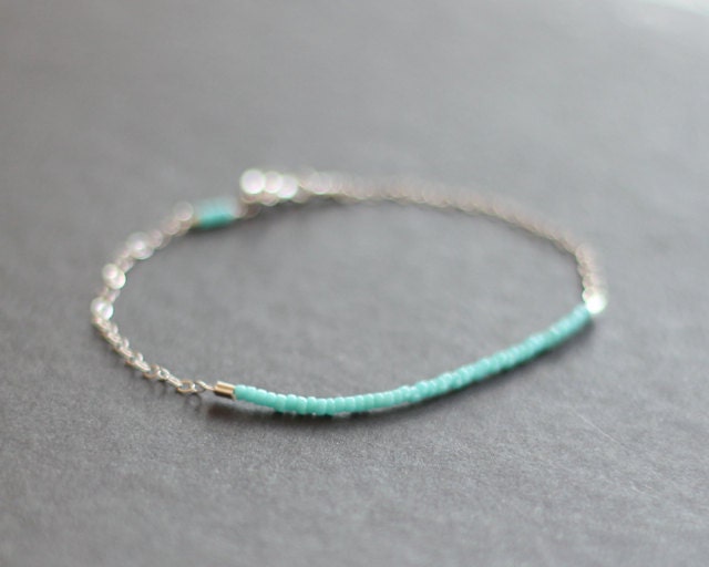 mini turquoise - lucky sterling silver delica bracelet