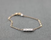 rainbow moonstone - mini beaded bar gold bracelet