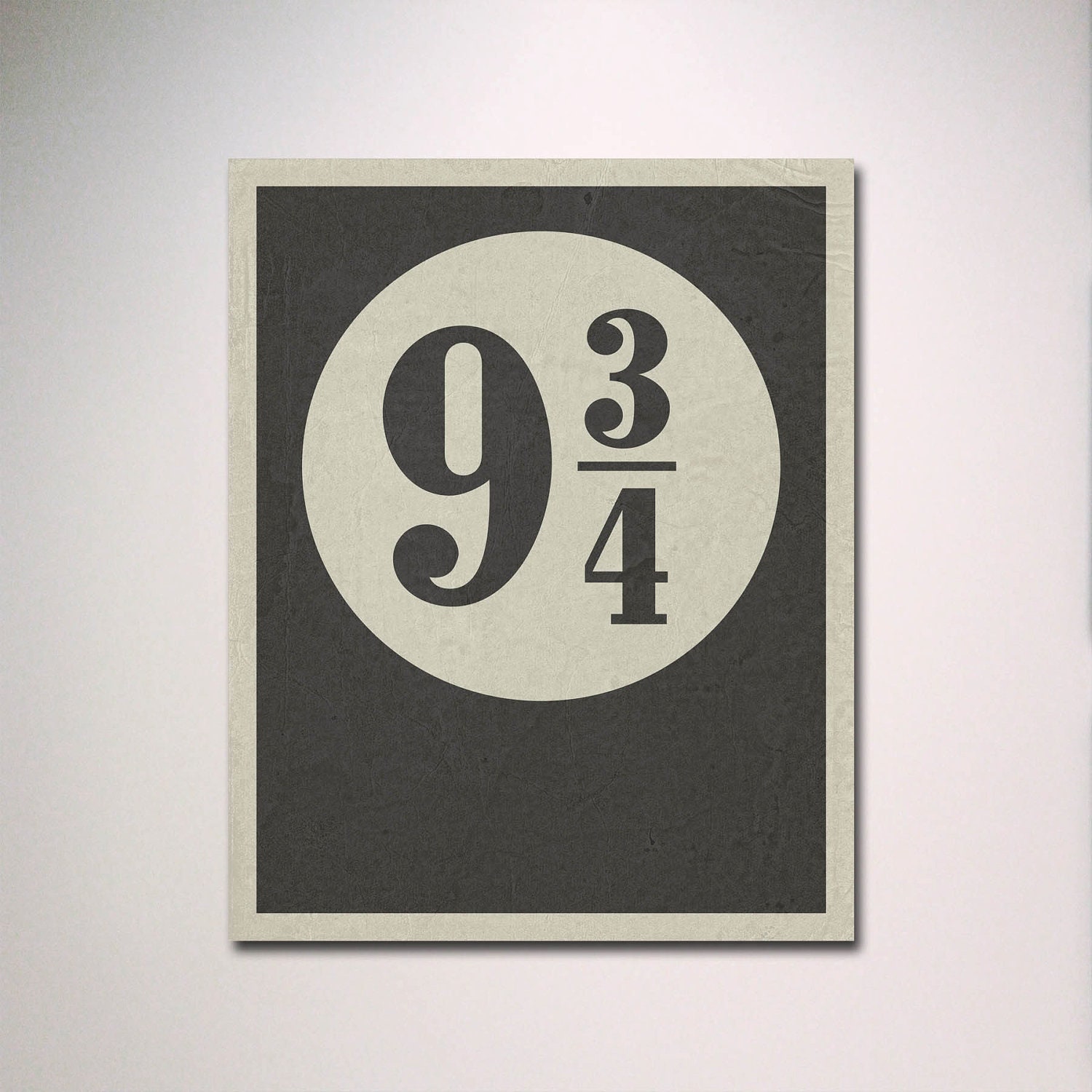 Minimalist Wall Art / Platform 9 3/4 with Distressed Effect Poster / Harry Potter Typography
