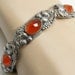 1920s German Arts & Crafts Bracelet Sterling Silver Amber Carnelian Stones Figural Grapes Leaves Art Deco Nouveau