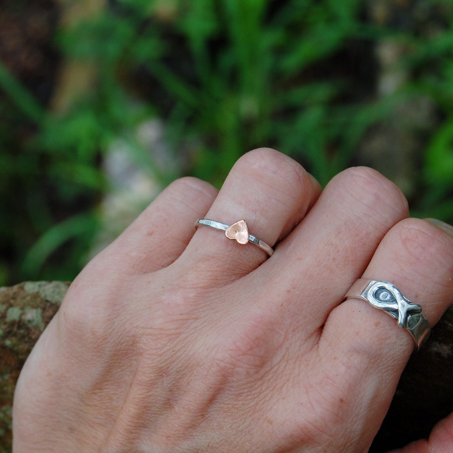 Sterling Silver Stacking Ring - Rustic Romance - Custom Size
