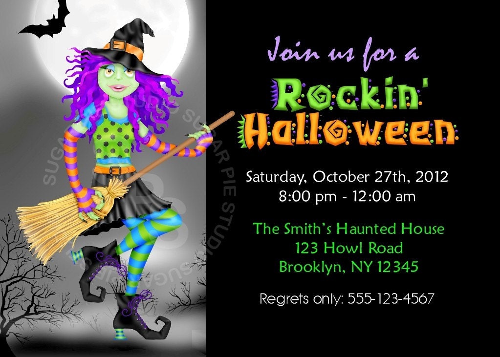 Printable Halloween Birthday party, Invitation Custom Personalized Digital File, DIY Printable