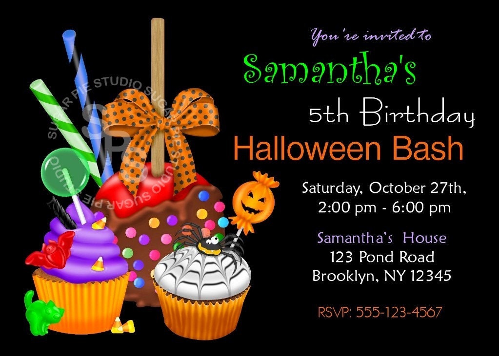 Printable Halloween Birthday party, Invitation Custom Personalized Digital File, DIY Printable
