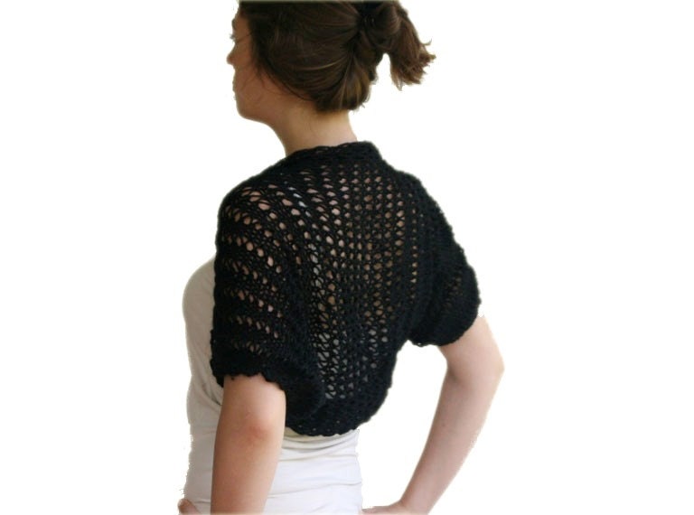 Black Shrug  -  Knit Bolero - Sweater - Vest -  Spring Fall Winter Fashion - Women Teens Accessories