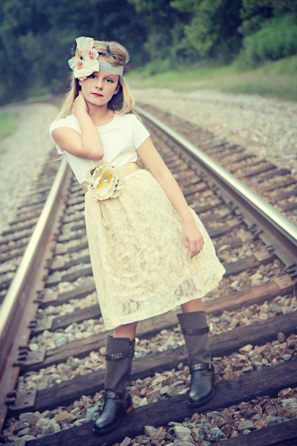 Shabby chic lace flowergirl vintage inspired girl dress EtsyKids Team